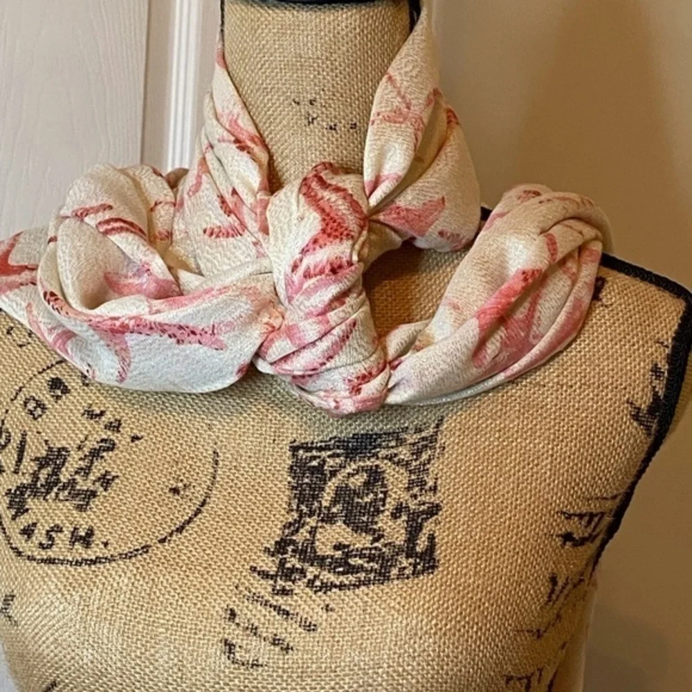 White Pink Starfish Scarf by Indigo Soul